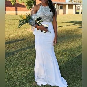 backless halter homecoming/prom dress